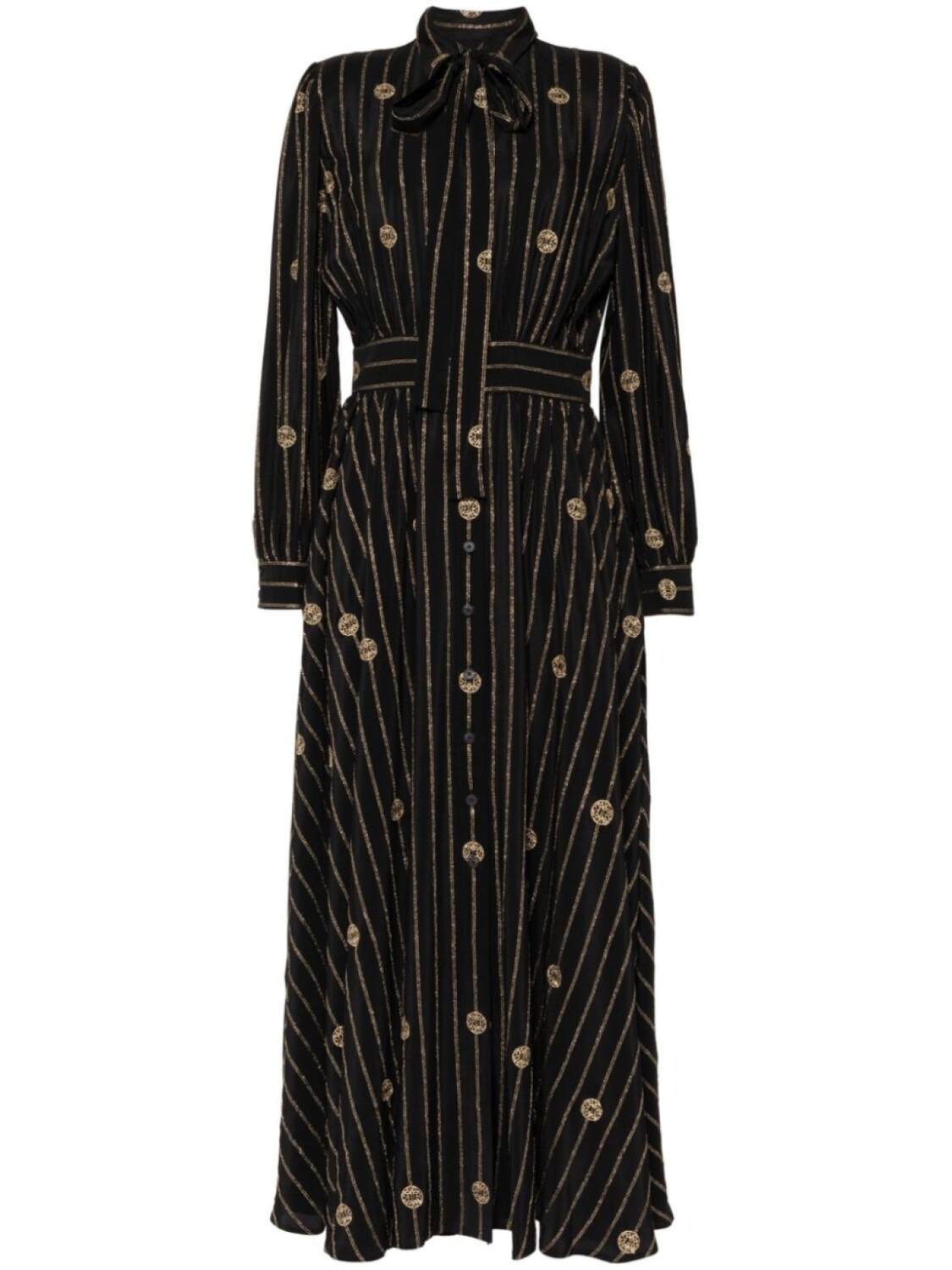 

Платье в металлическую полоску Elie Saab, черный