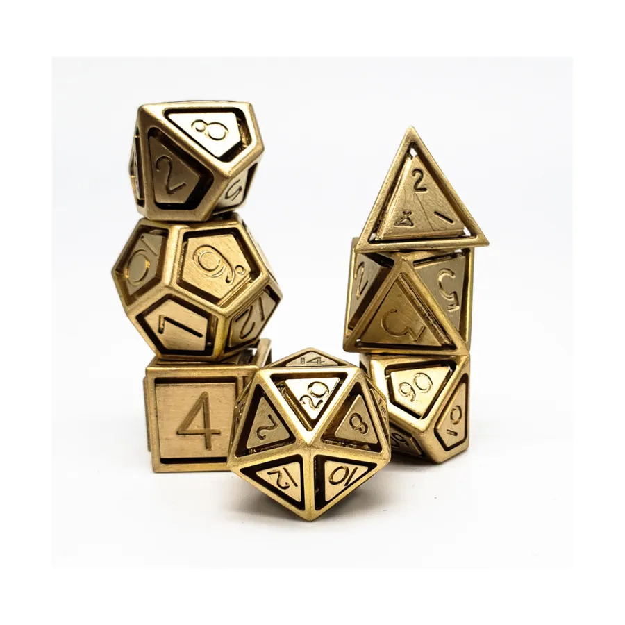 

Набор из полиэстера в клетке — латунь (7), Heavy Metal Dice (Level Up Dice)