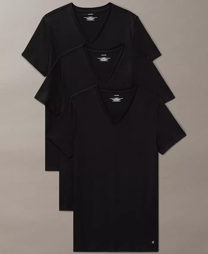 

Мужские футболки с V-образным вырезом Cotton Classics, 3 шт Calvin Klein, черный