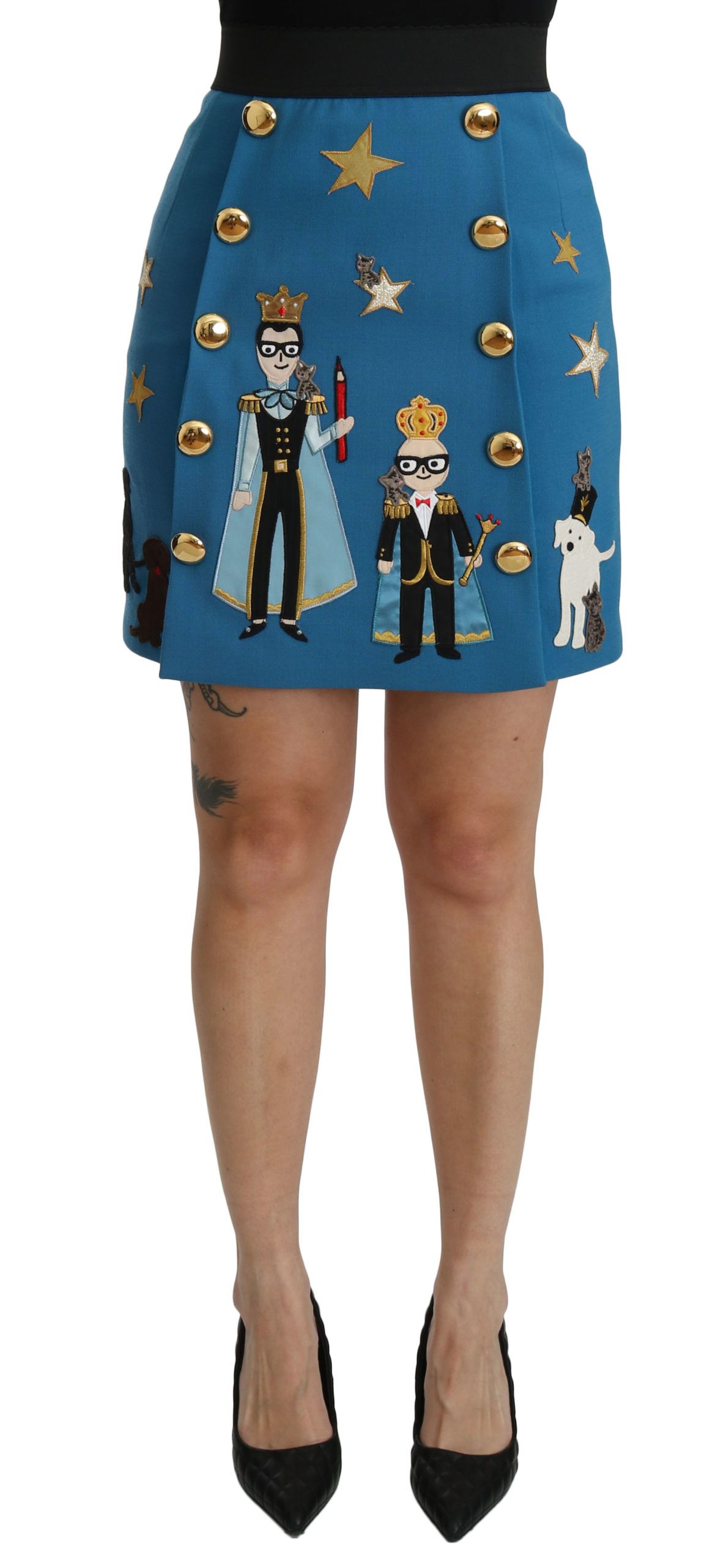 

Юбка с высокой талией, украшенная синими украшениями Dolce & Gabbana