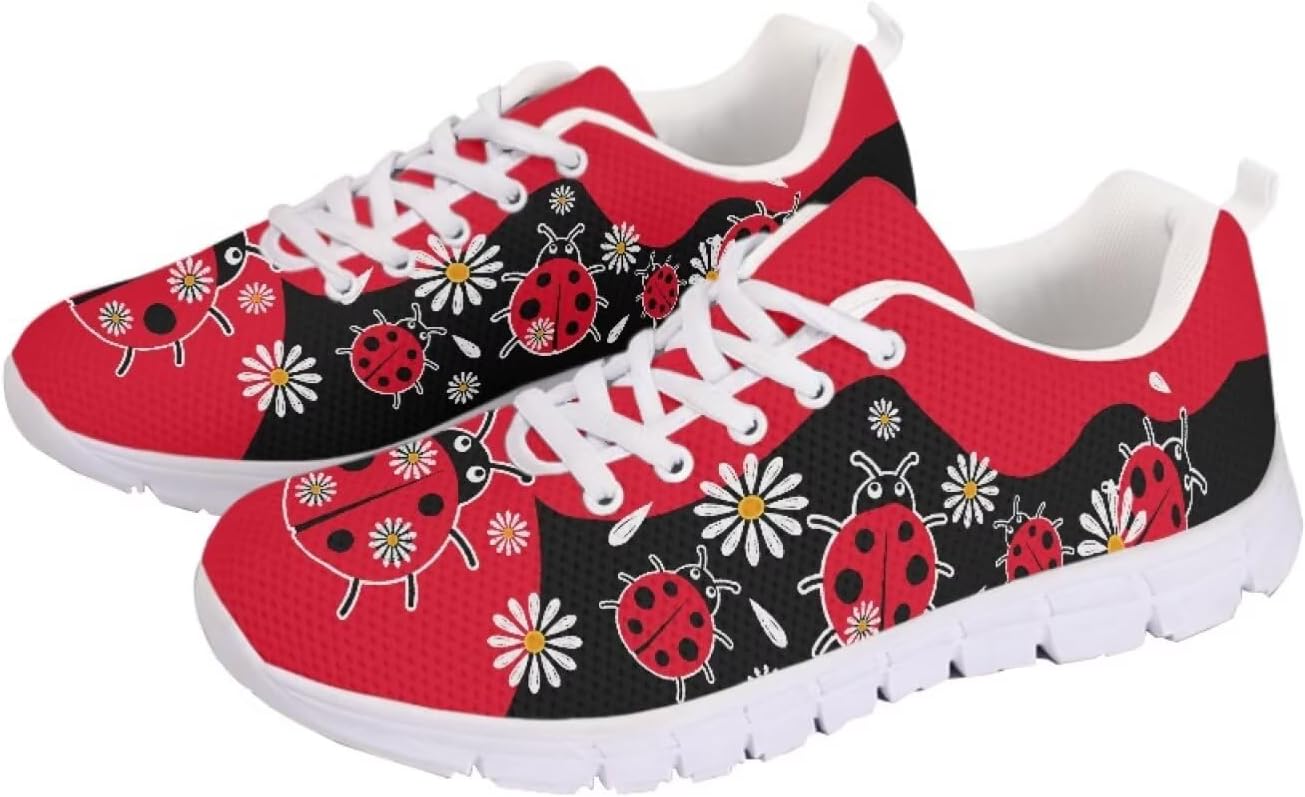 

Мужские и женские беговые кроссовки для шоссе, тенниса, ходьбы, походов. Кроссовки на шнуровке для тренировок, спортзала, легкие спортивные кроссовки Getelinseng, Ladybug Floral