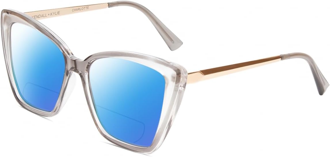 

Солнцезащитные очки Calabria K+K CHARLOTTE «Кошачий глаз», поляризованные, бифокальные, для чтения, модные, женские, солнцезащитные очки с защитой от УФ-излучения, Smoke Grey Crystal Gold/Blue Mirror Lens