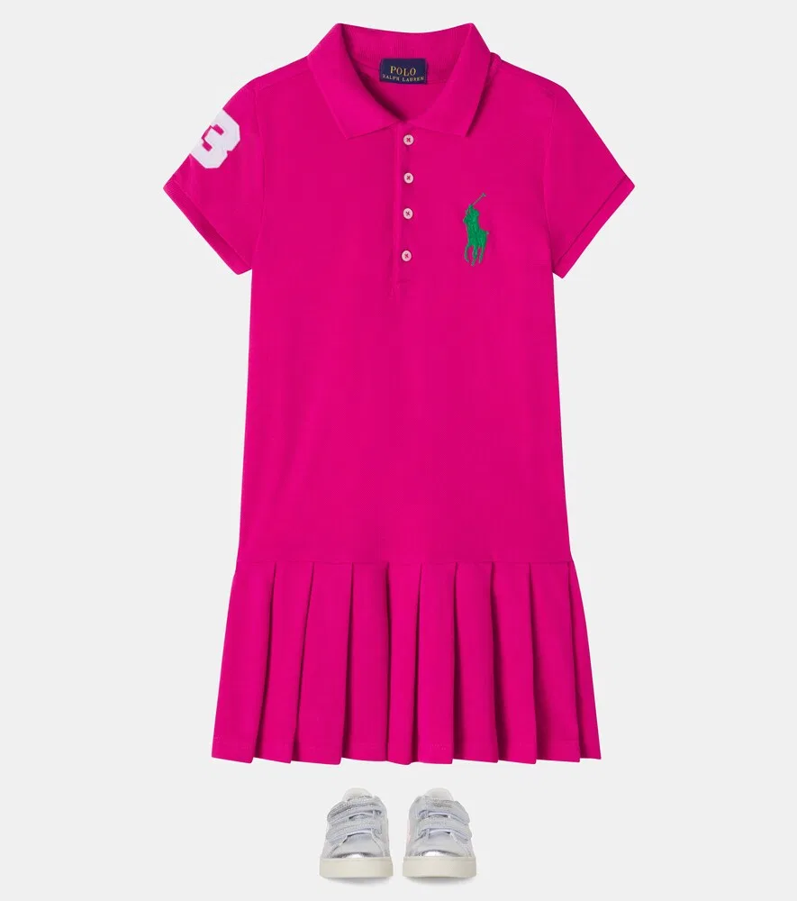 Хлопковое платье-поло Polo Ralph Lauren Kids, розовый — фото 2