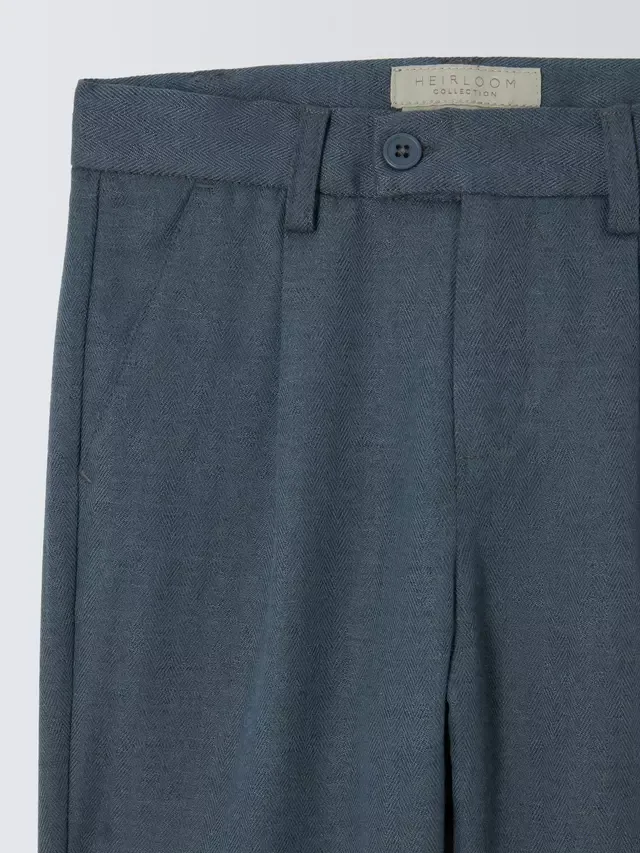 Детские прямые брюки в елочку, синие в елочку John Lewis Heirloom Collection — фото 3