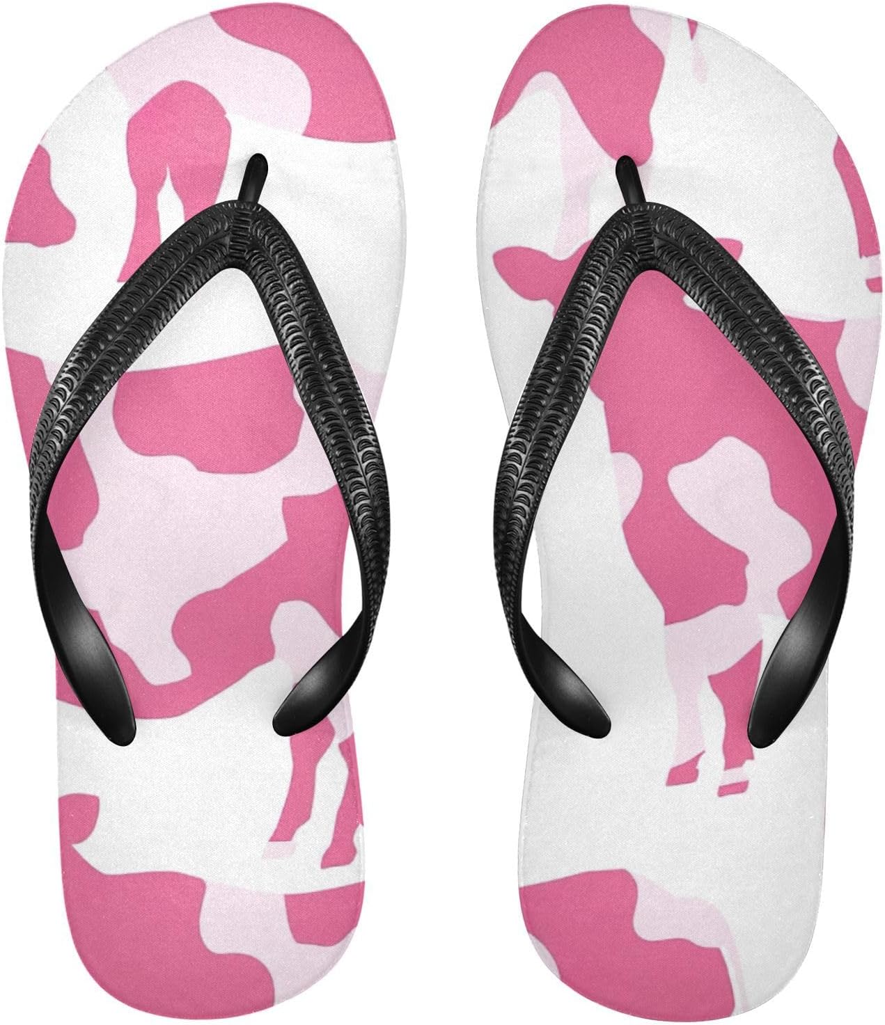 

Розовые шлепанцы с рисунком коровы для пляжа, летние повседневные сандалии для женщин и мужчин, тапочки для душа, размер XS Kfbe