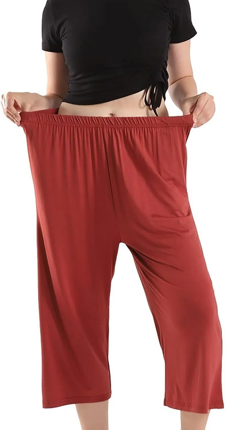 Брюки для женщин Plus Size хлопковые брюки для комфорта укороченные брюки для женщин Business Casual Generic, красный — фото 4