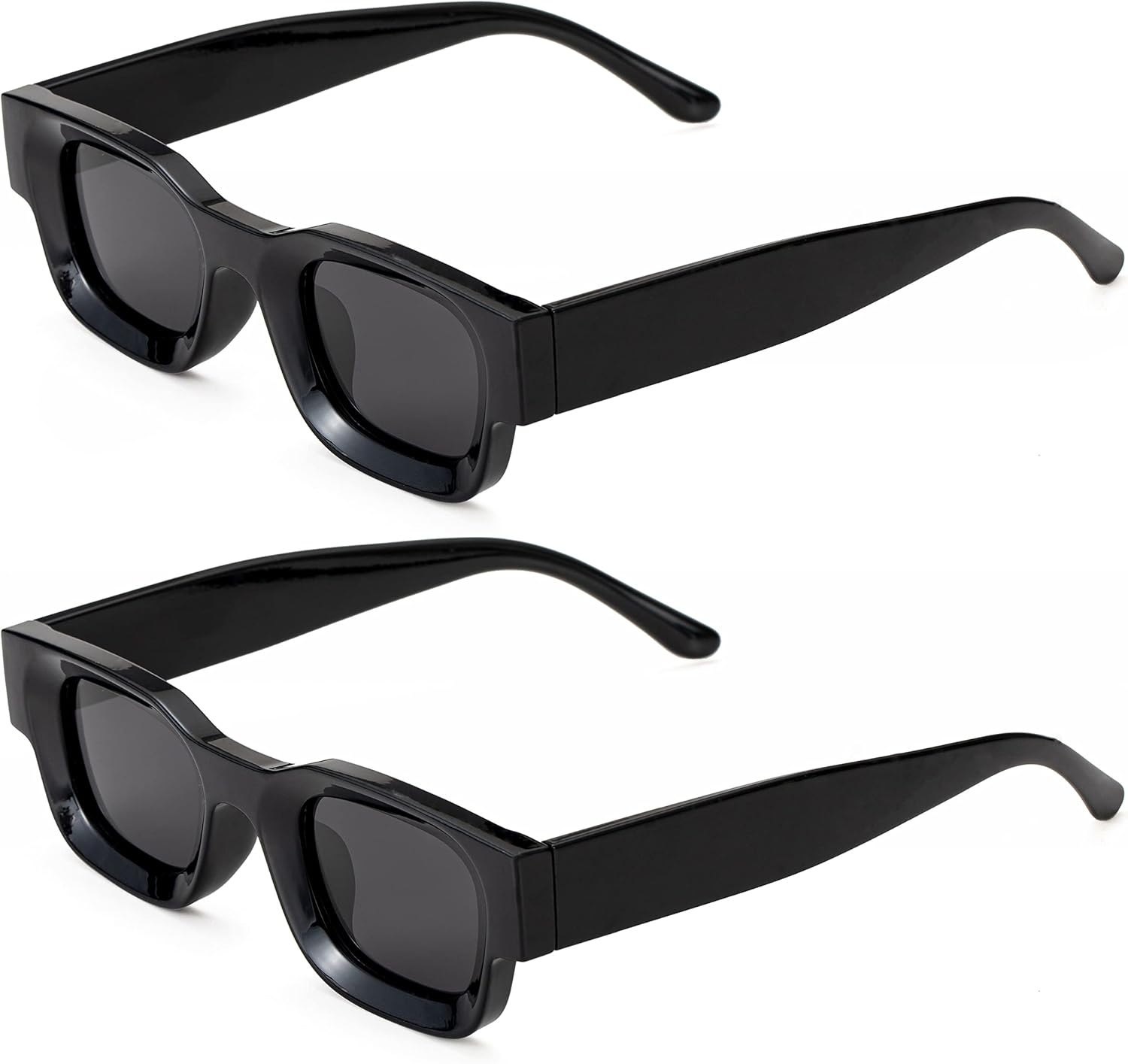 

Солнцезащитные очки в стиле ретро прямоугольной формы с поляризацией для женщин и мужчин с маленьким лицом, массивная квадратная оправа, защита UV400 Teumire, A14 Black/Grey+black/Grey