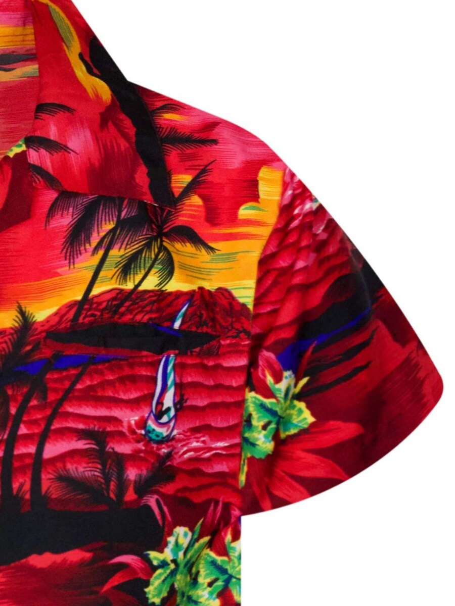 Рубашка на пуговицах классического кроя King Kameha Surf, красный — фото 4