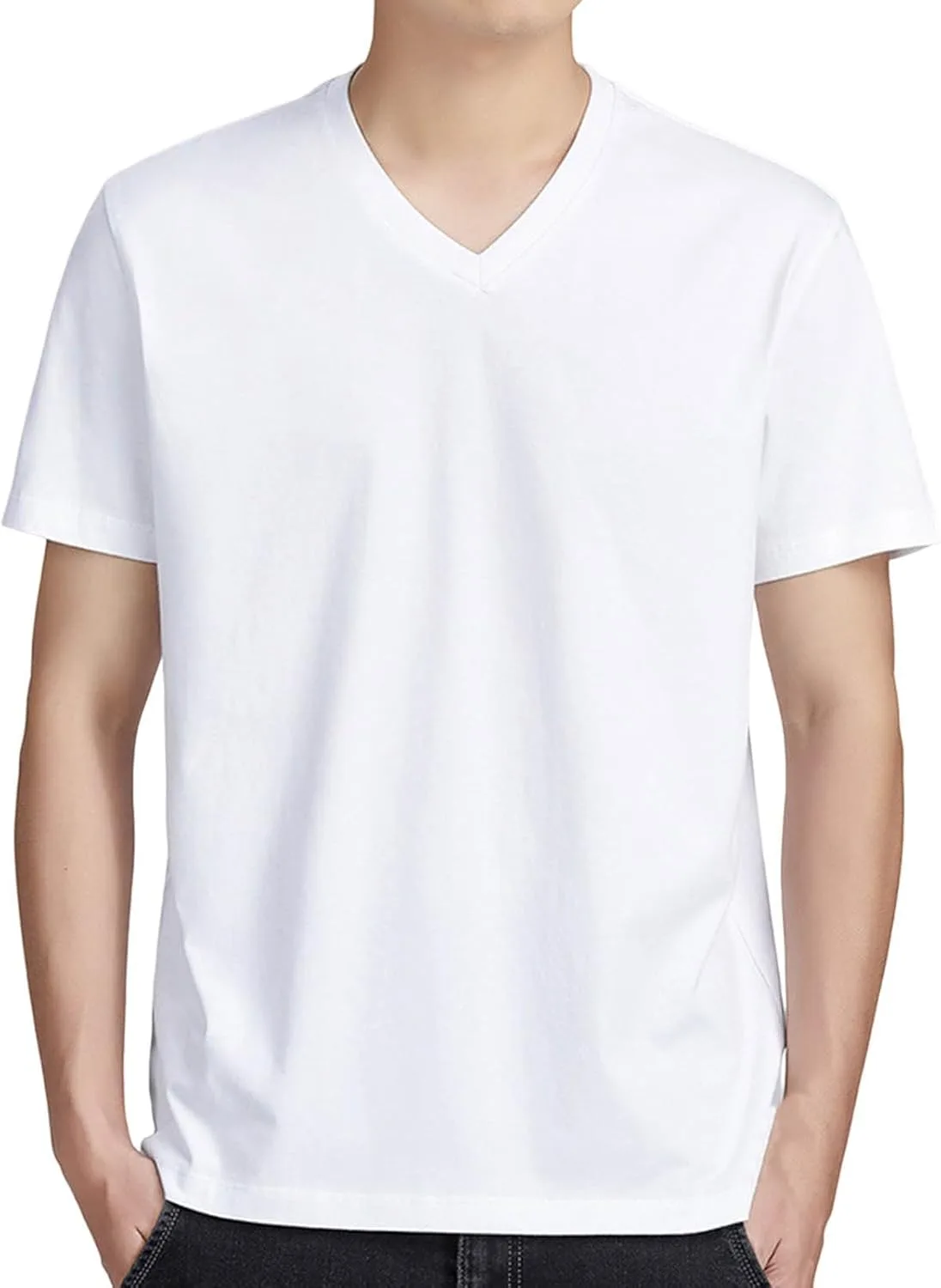 

Мужская футболка с V-образным вырезом, хлопок, для отдыха