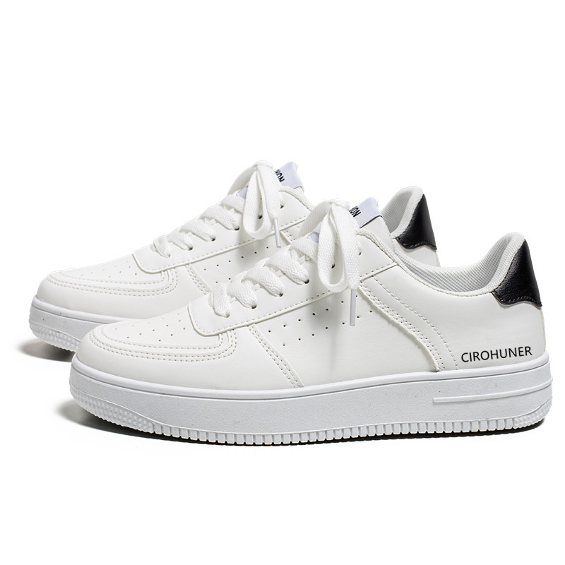 

CIROHUNER Легкие и дышащие мужские скейтерские кеды низкие White Black, цвет White Black