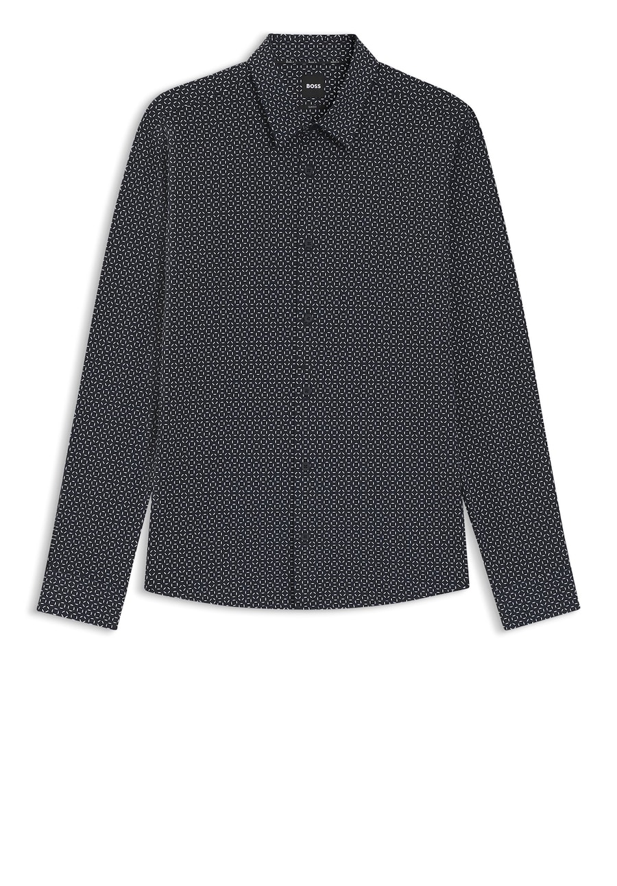 

Рубашка на пуговицах Comfort fit BOSS Hemd aus italienischem Performance-Stretch-Jersey, Mottled Blue