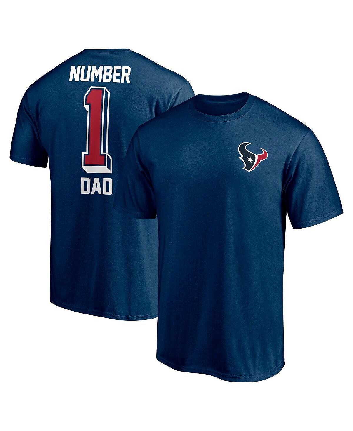 

Мужская темно-синяя футболка с логотипом Houston Texans #1 Dad Fanatics