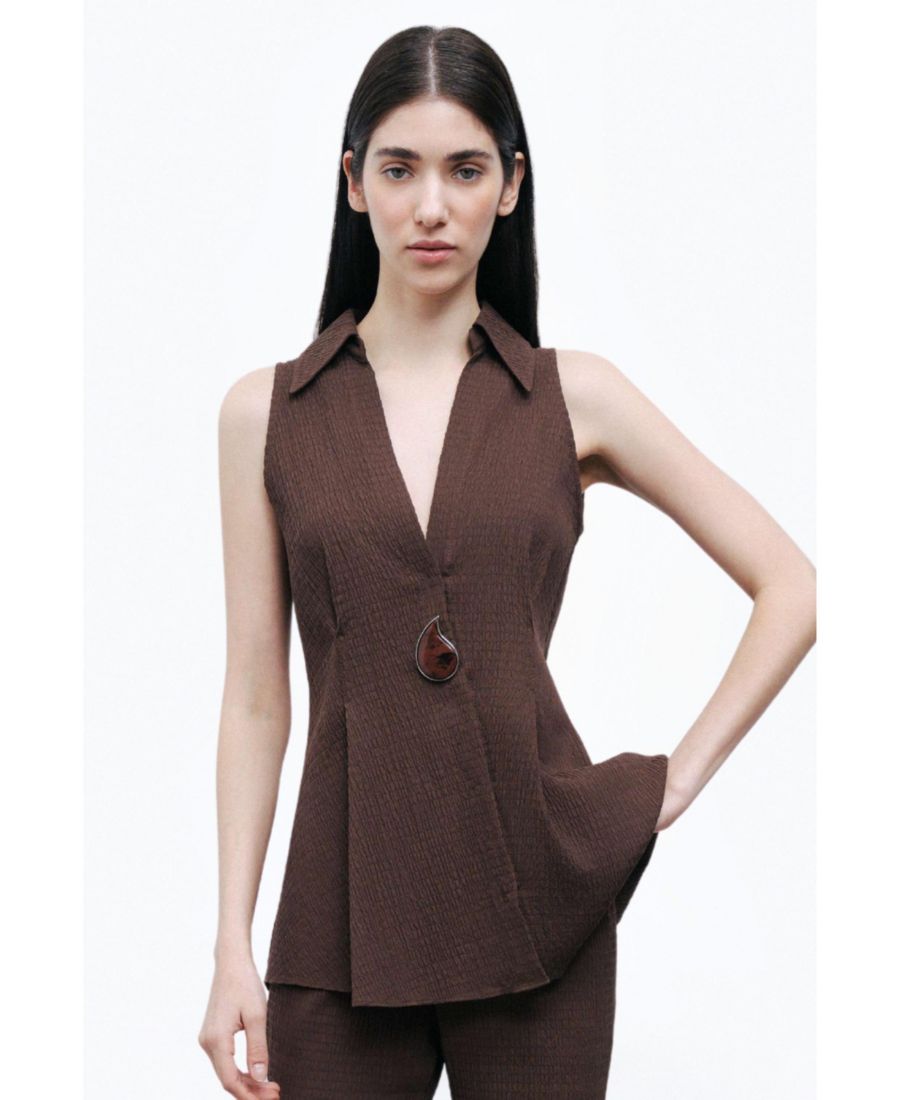 

Женская блузка с декоративными элементами NOCTURNE, Dark brown