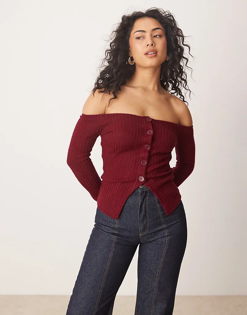 

Кардиган с открытыми плечами бордового цвета ASOS DESIGN