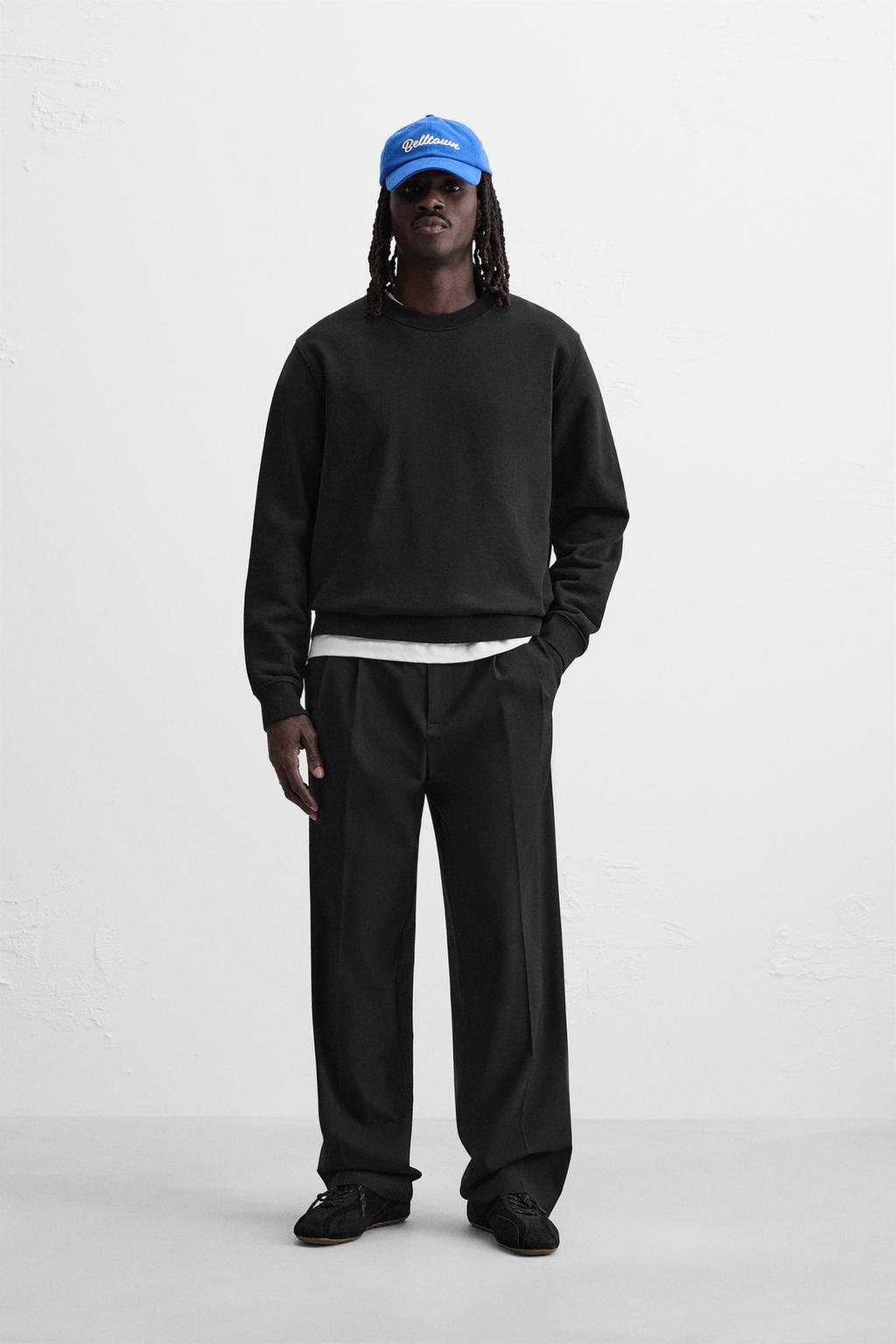 

Широкие плиссированные брюки ZARA, черный