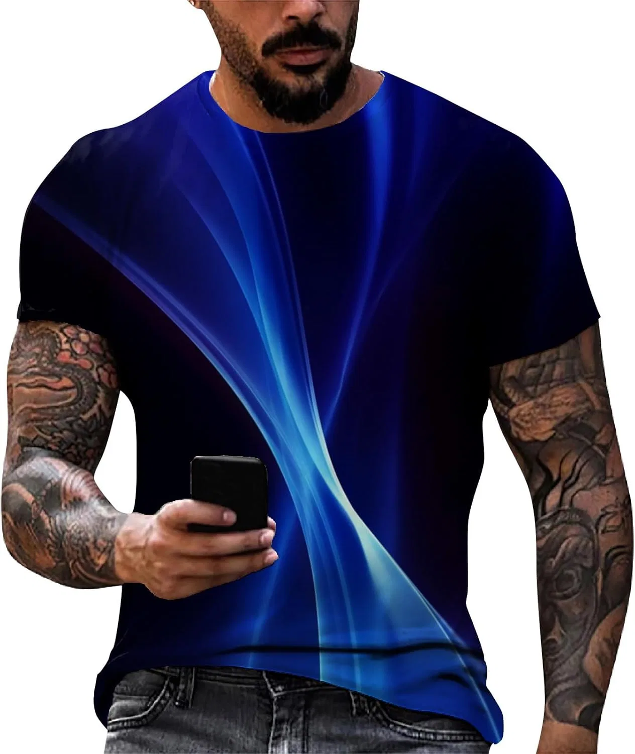 Мужская футболка с коротким рукавом, дышащая, Generic, 1-dark Blue