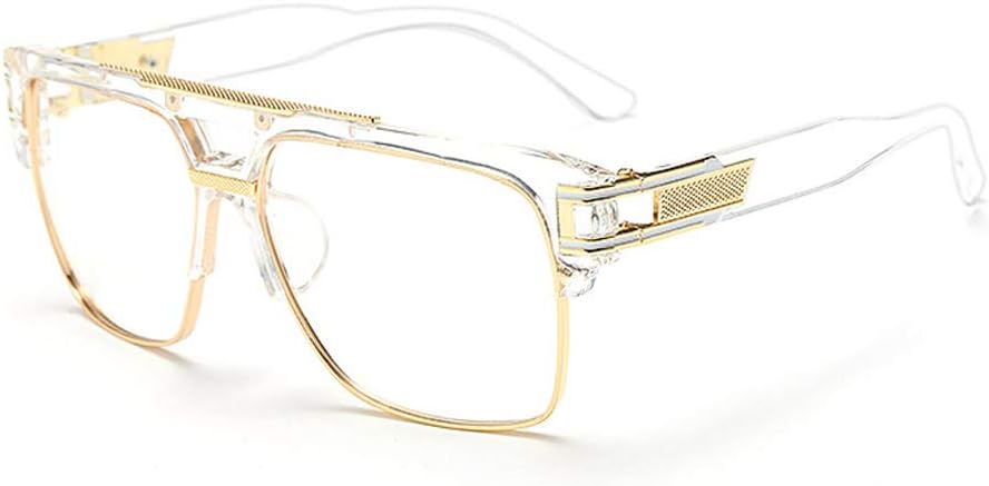 

Квадратные солнцезащитные очки Dollger для мужчин, классические большие солнцезащитные очки в стиле ретро, ​​полуободковая оправа из золотистого сплава, защита от УФ-излучения UV400, Clear Frame/Clear Lens