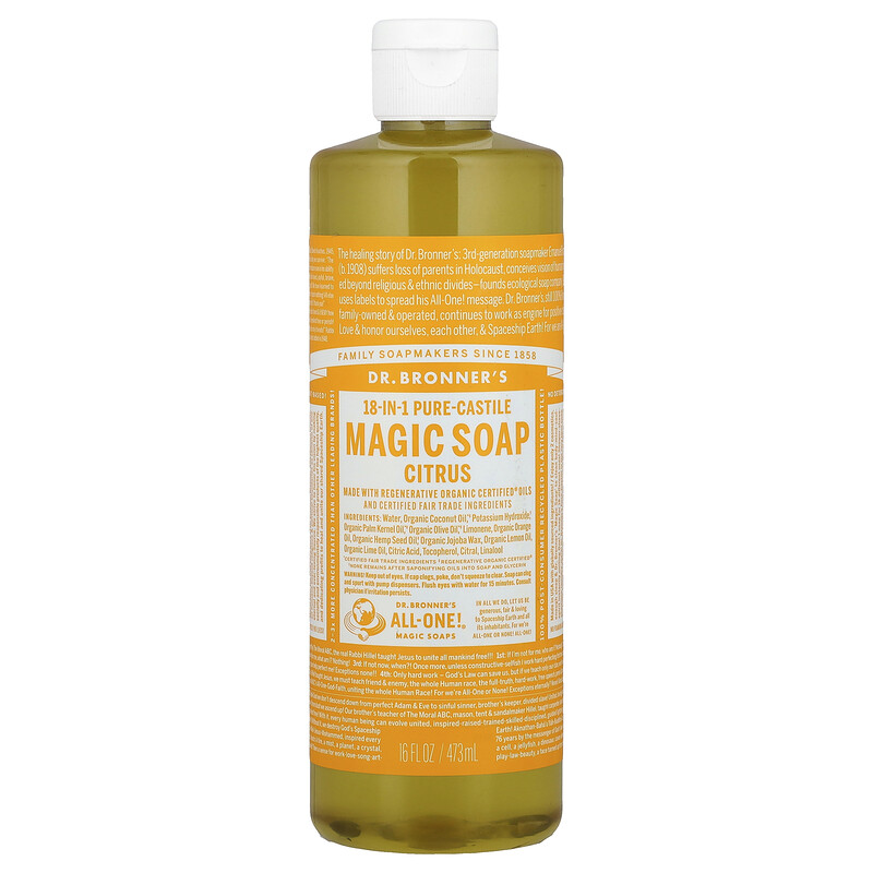 

Dr. Bronner's, 18-в-1, конопля, чистое кастильское мыло, цитрусовые, 473 мл (16 жидк. унц.)