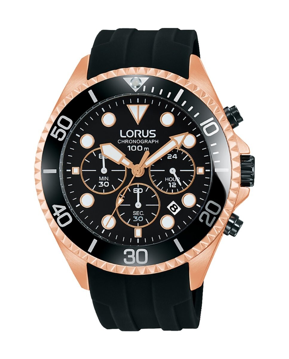 

Мужские силиконовые часы Sport man RT322GX9 с черным ремешком Lorus, черный