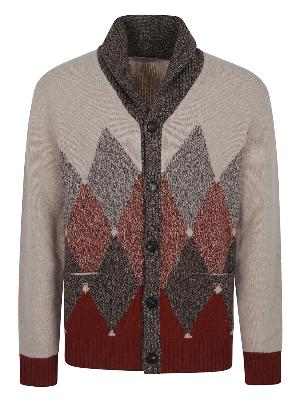 

Кардиган с шалевым воротником и ромбовидным узором Ballantyne, коричневый