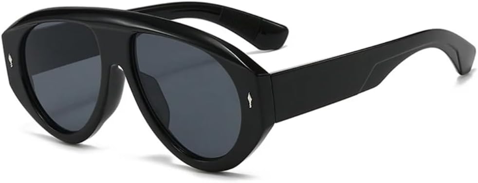 

Солнцезащитные очки для мужчин и женщин - защита UV400 - сине-зеленые заклепки, панк-стиль, разноцветные линзы, для занятий спортом на открытом воздухе и вождения DSVIGF, Black Grey