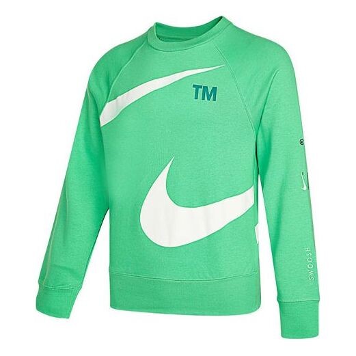 

Толстовка Men's Nike Swoosh Ft Crew Large Logo Printing Knit Round Neck Pullover Green, зеленый