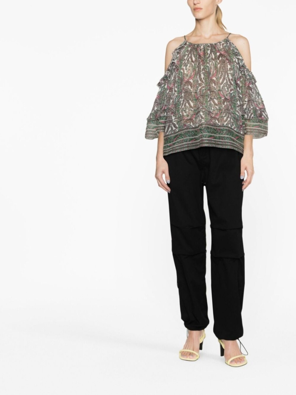 ISABEL MARANT топ с открытыми плечами и графичным принтом, белый — фото 2