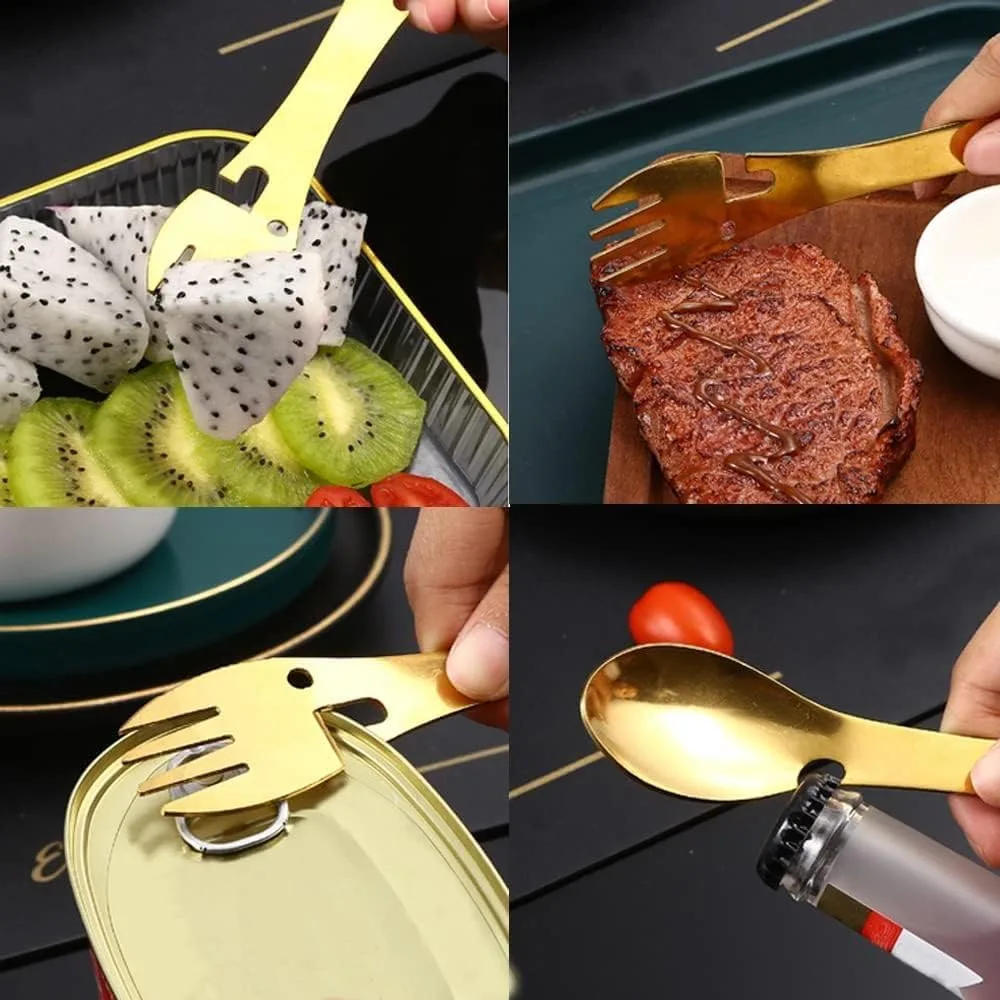 Набор Spork Spoon Fork Combination Set с ложкой, вилкой, ножом, открывалкой для бутылок и консервов WitBicg — фото 3