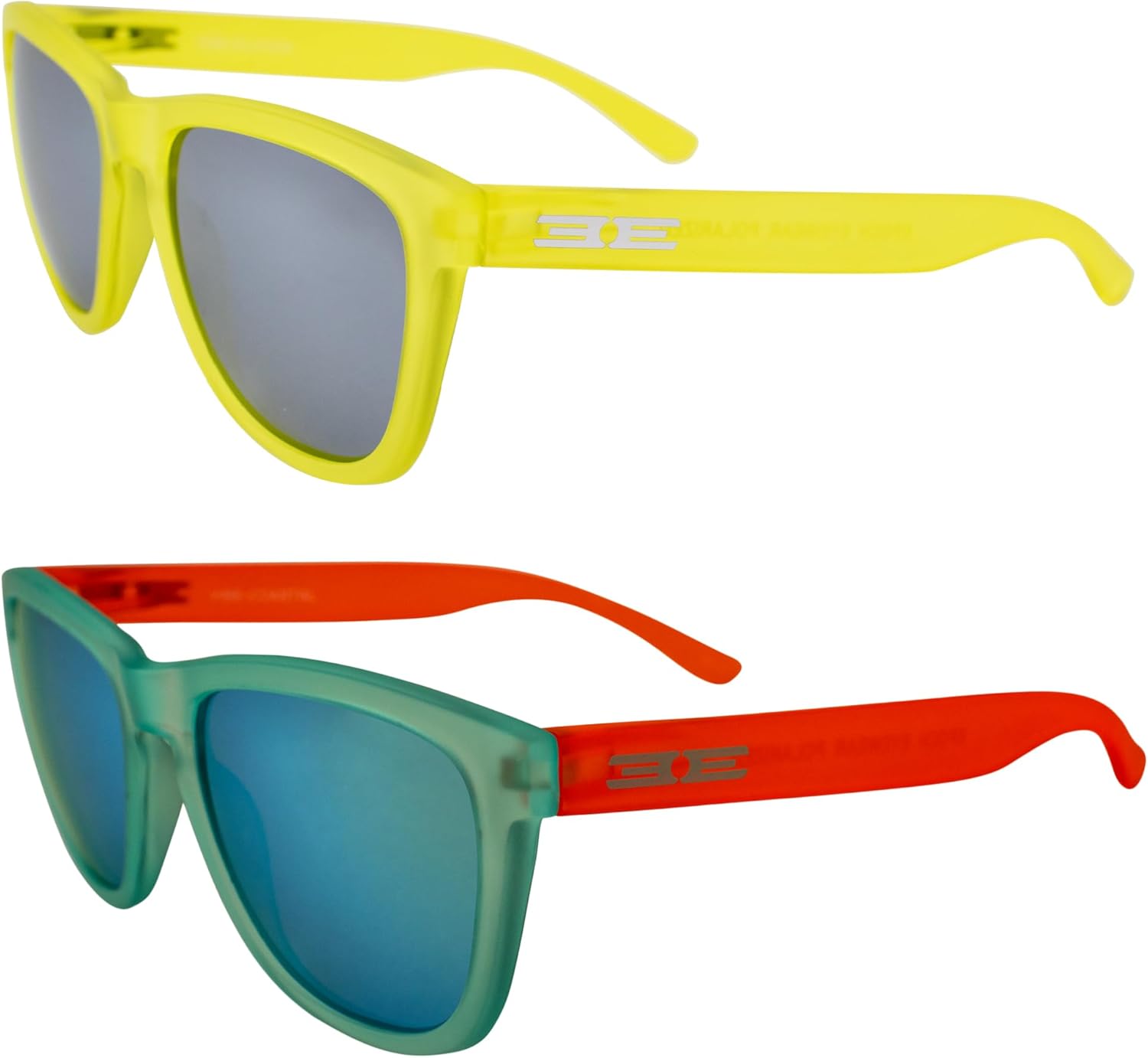 

Солнцезащитные очки Epoch Eyewear Vibe с поляризацией, женские и мужские, 2 пары: неоново-желтые с серебристыми зеркальными линзами и океанско-синие с бирюзовыми зеркальными линзами, Yellow-silver/Blue-teal