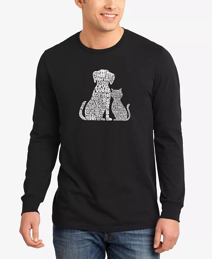 

Футболка мужская с длинным рукавом Word Art Dogs and Cats LA Pop Art, черный
