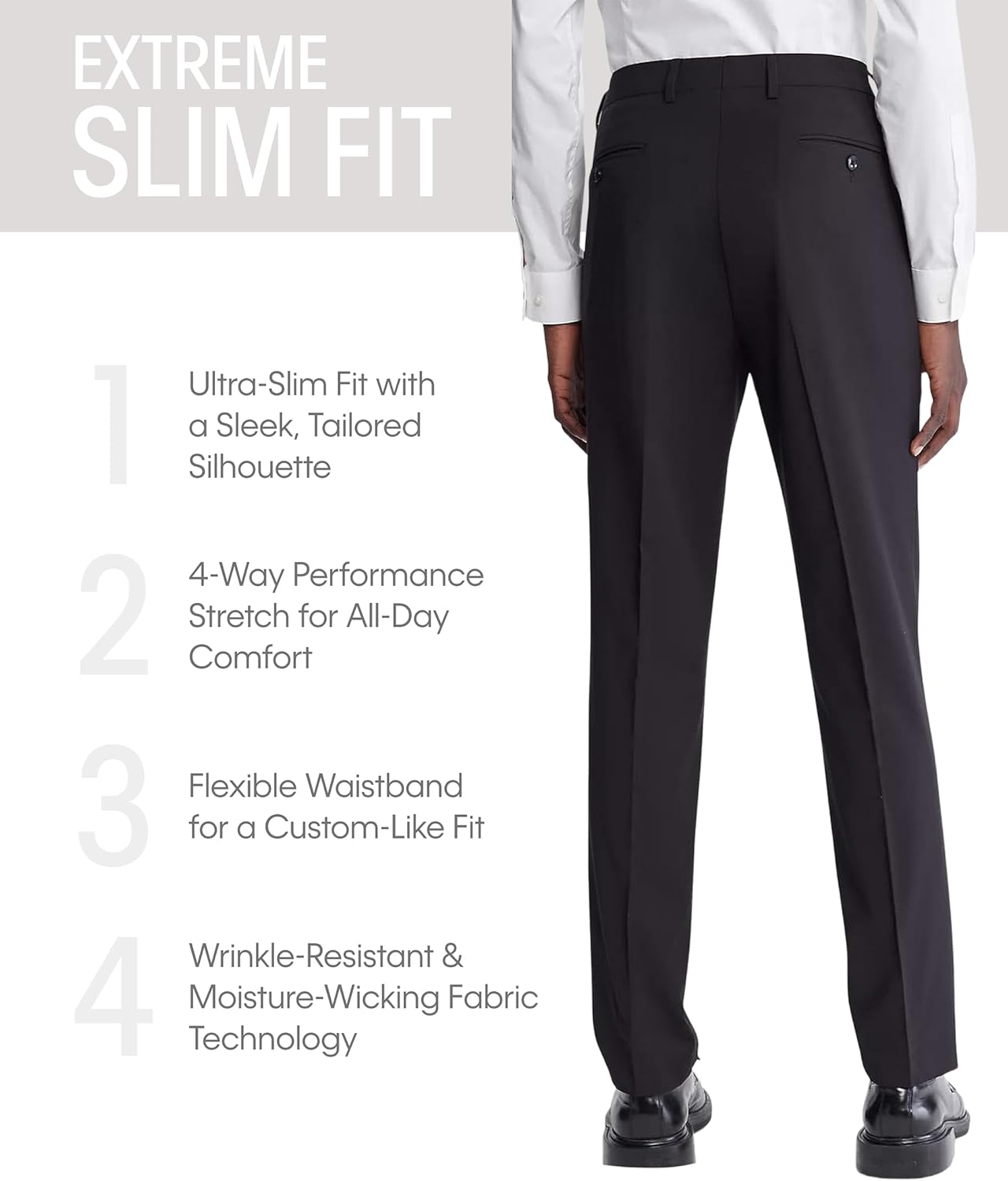 Мужские зауженные брюки Calvin Klein Slim Fit Stretch | Приталенные брюки для мужчин | Ультразауженные брюки, Black — фото 3