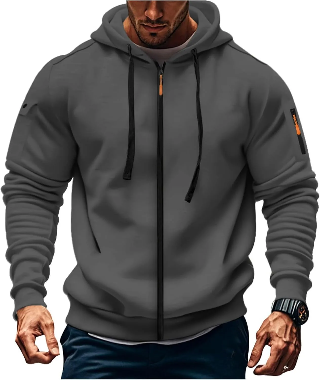 

Трендовая тактическая худи с карманами Plus Size