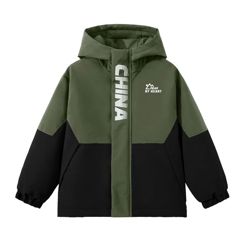 Детская пуховая куртка с капюшоном PEAK Army Green