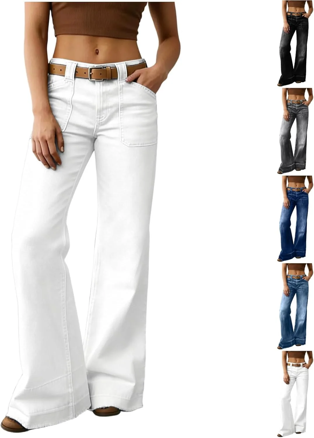 Брюки-джинсы женские Baggy, Stretchy, High Waisted, Wide Leg