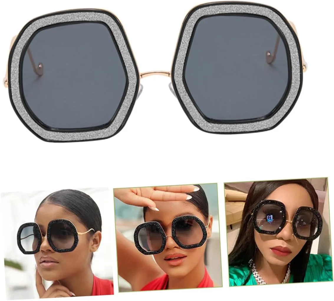 

Солнцезащитные очки FRCOLOR для женщин, увеличенная черная оправа, блестки и стразы, защита от солнца, модные очки для летнего отдыха на открытом воздухе, Grey