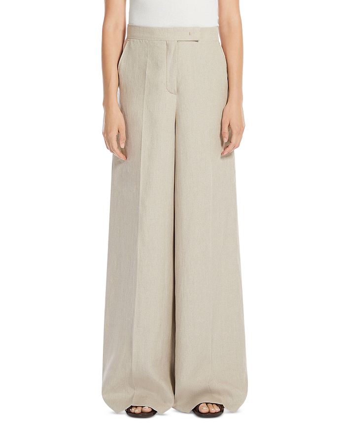 

2 Широкие льняные брюки Sequoia Max Mara, коричневый/бежевый