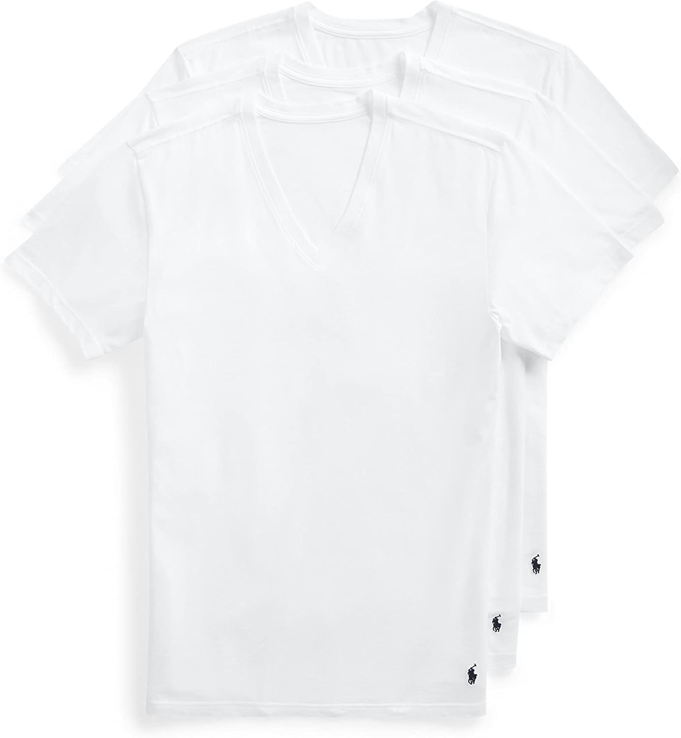 

Комплект из 3 мужских облегающих эластичных маек с V-образным вырезом POLO RALPH LAUREN, White/Navy - 3 Pack