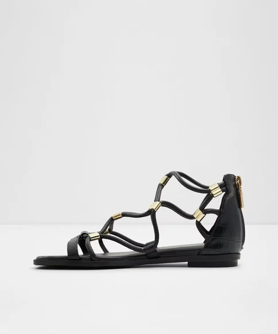 Женские сандалии на плоской подошве с квадратным носком Aldo, черный — фото 3