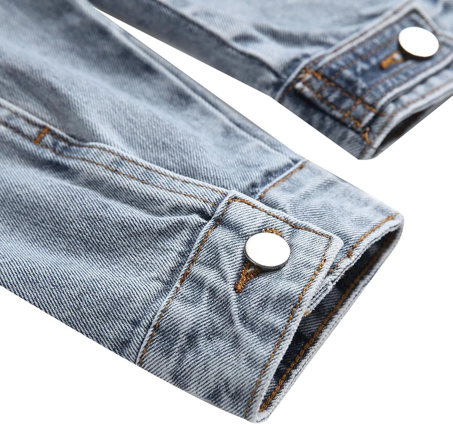 Мужская куртка джинсовая рваная Destroyed Denim Generic, светло-голубой — фото 4