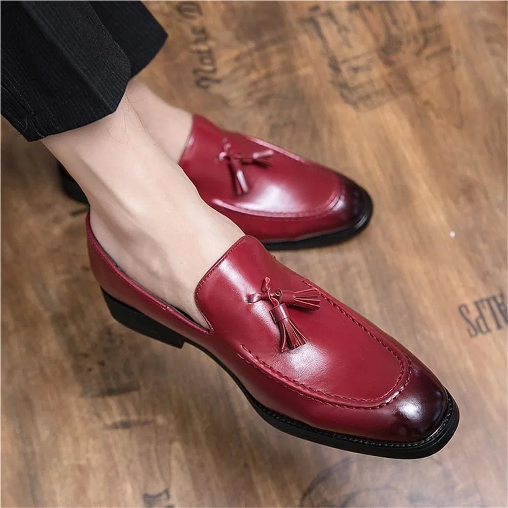 Лоферы мужские, классические с кисточками, Vegan Leather, Red UOPYNE — фото 3