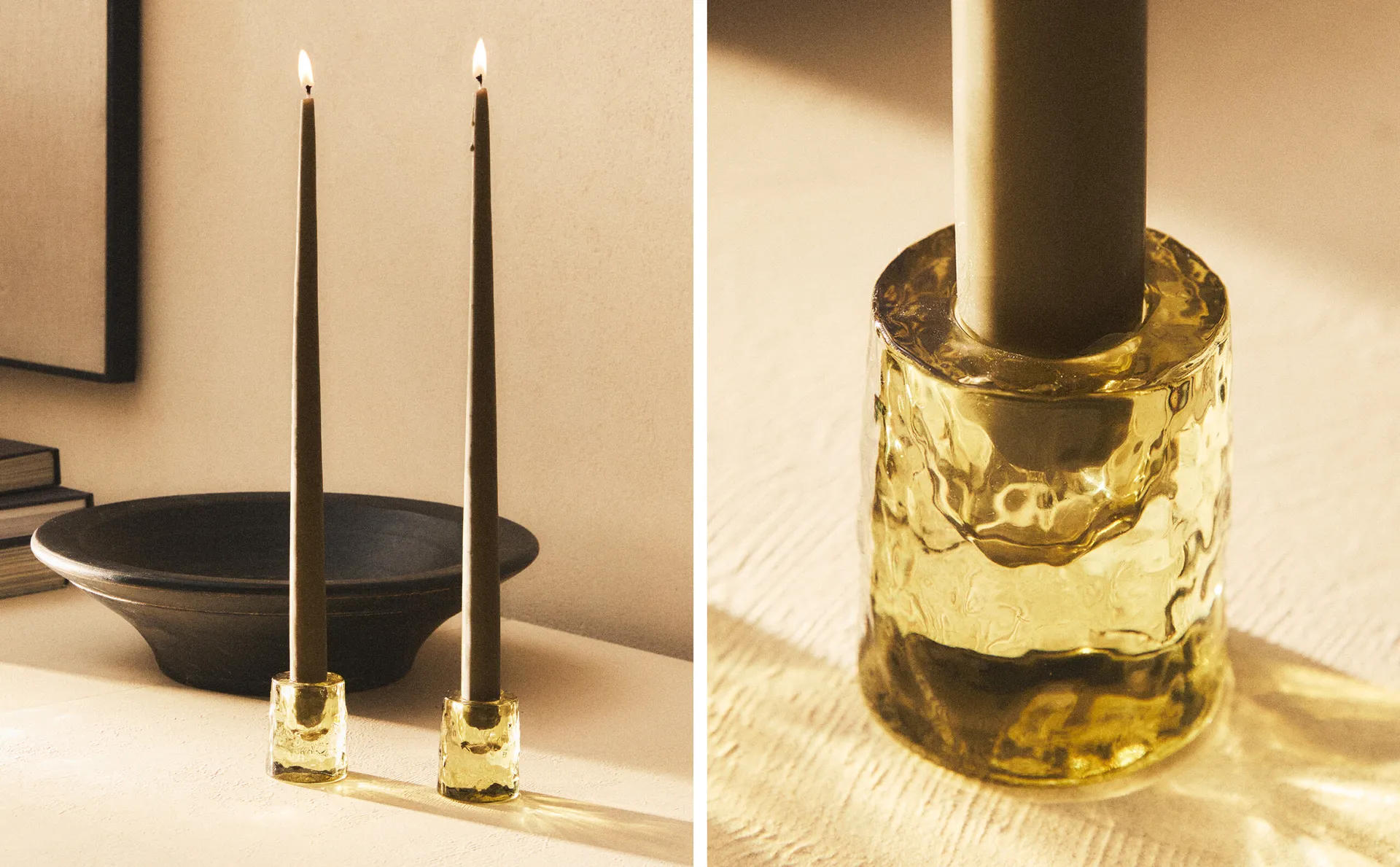 

Подсвечник из зеленого стекла Zara Home, зеленый