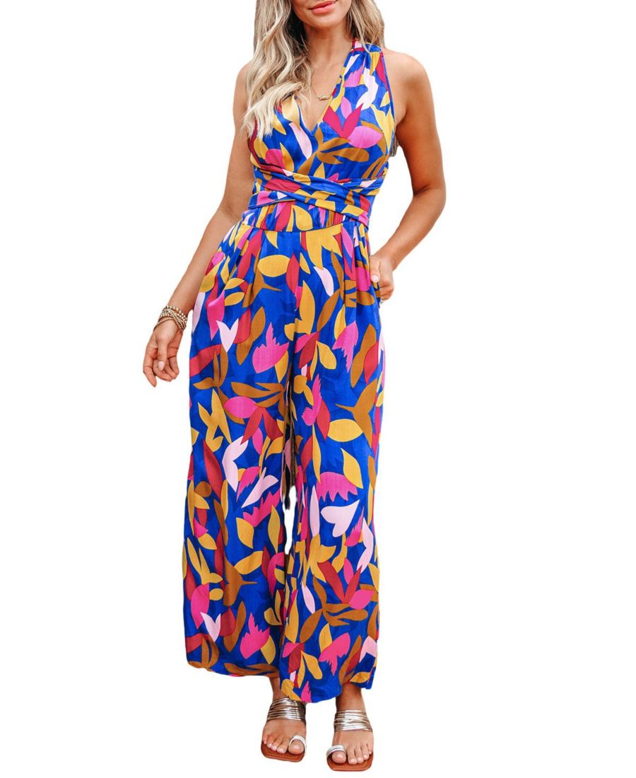 

Женский комбинезон с ярким цветочным принтом и завязками Cupshe, Open miscellaneous