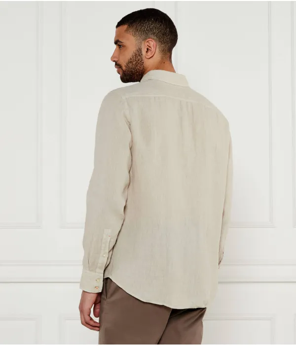 Элегантная льняная рубашка_6 Regular fit Boss Orange, бежевый — фото 3