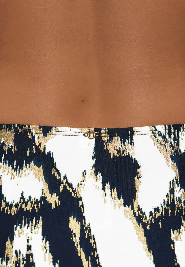 Плавки от бикини с высокой талией Next, Teal Blue Gold Foil Ikat — фото 2