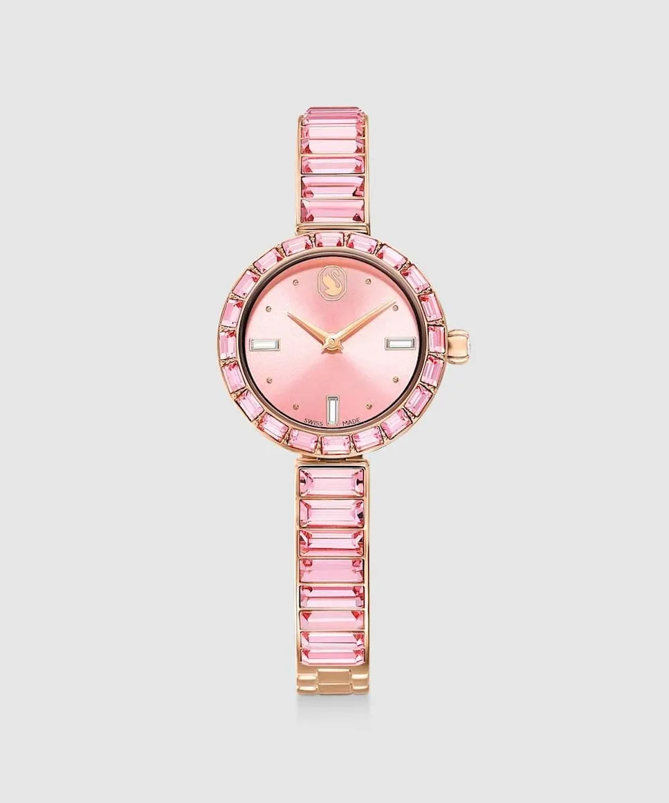 

Женские часы Matrix Bangle из стали с розовыми прозрачными кристаллами Swarovski, розовый