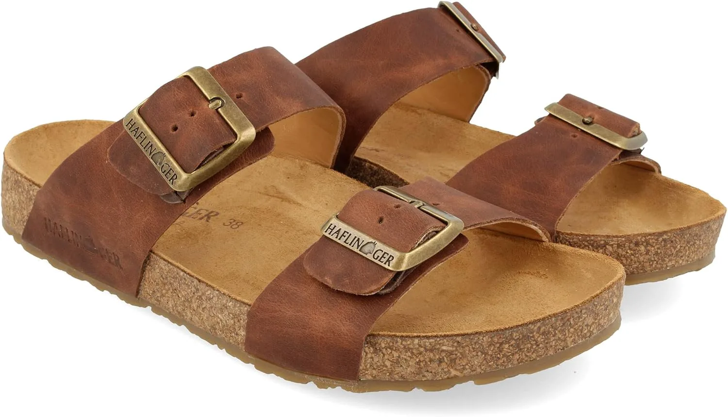 

HAFLINGER Andrea Elegant кожаные сандалии с резиновой подошвой и корковой латексной стелькой Unisex, коричневый