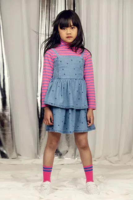 Платье джинсовое в горошек Mini Rodini, синий