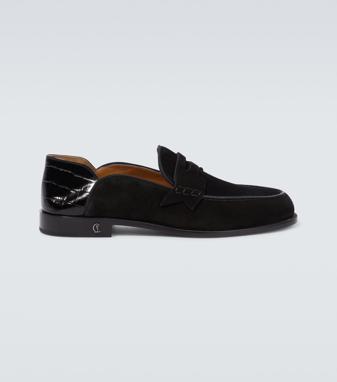 

Лоферы Penny No Back из замши и крокодиловой кожи Christian Louboutin, черный