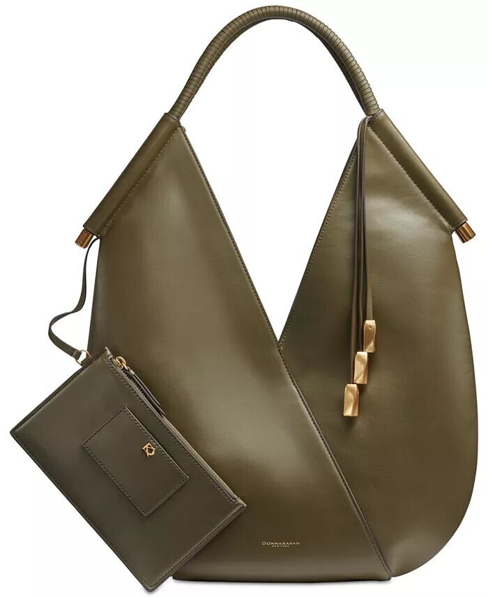

Большая сумка Donna Karan Baldwin с кожаной оберткой и круглой ручкой Donna Karan New York, коричневый/бежевый