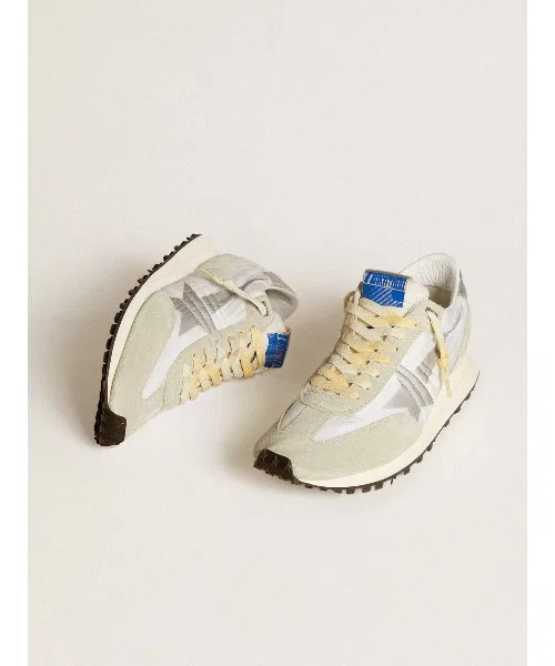 Мужские кроссовки Golden Goose Marathon с серебряной звездой белые — фото 2